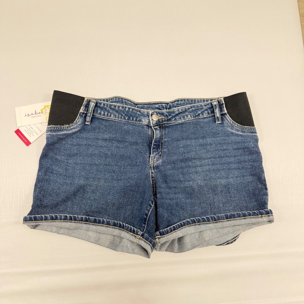 Isabel Maternity Dark Wash Midi Denim Shorts PRE-PREGNANCY Size 14 NWT